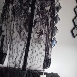Valentino Garavani Black Sheer Lace Blouse